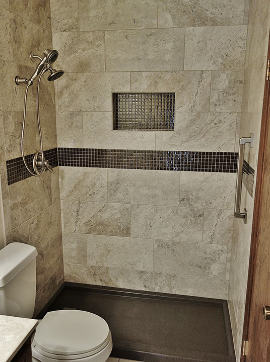 Senior Tub To Shower Conversion Using, Shower Without Curtain