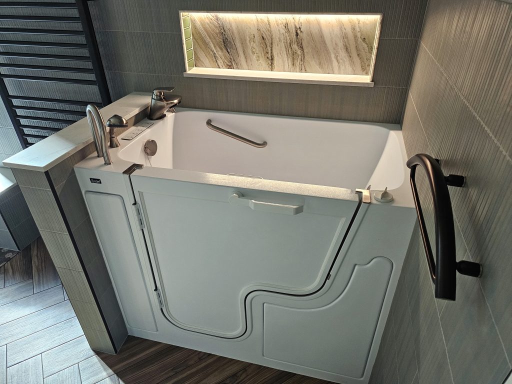 This is a walk-in tub installed by Simplicity Bath & Shower in Fulshear, TX in 2024.