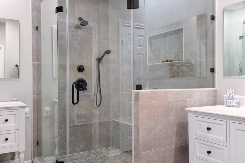 Custom Tile Shower Remodel With Bench And Schluter Trim
