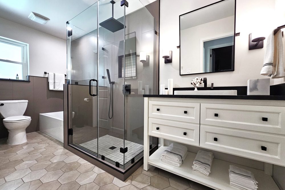This is a guest bath remodel in the Memorial area of Houston, TX completed by Simplicity Bath & Shower in 2024.