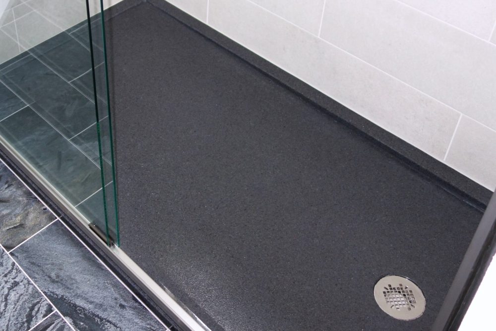Onyx Custom Solid Surface Shower Base In Black