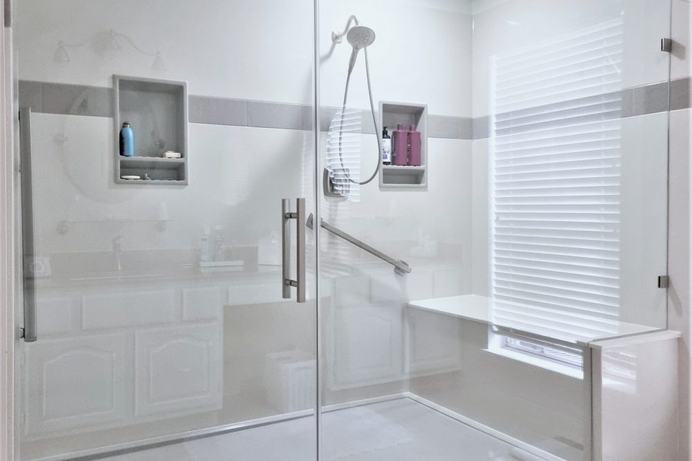 large onyx solid surface shower remodel in houston